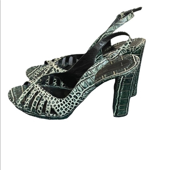 Casadei animal print green/beige heels size 8.5M - Picture 3 of 14